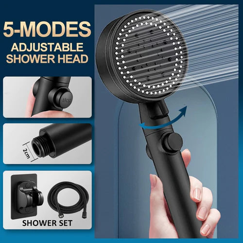 NyshaHomes Black Handheld Shower Head with 5 Functions